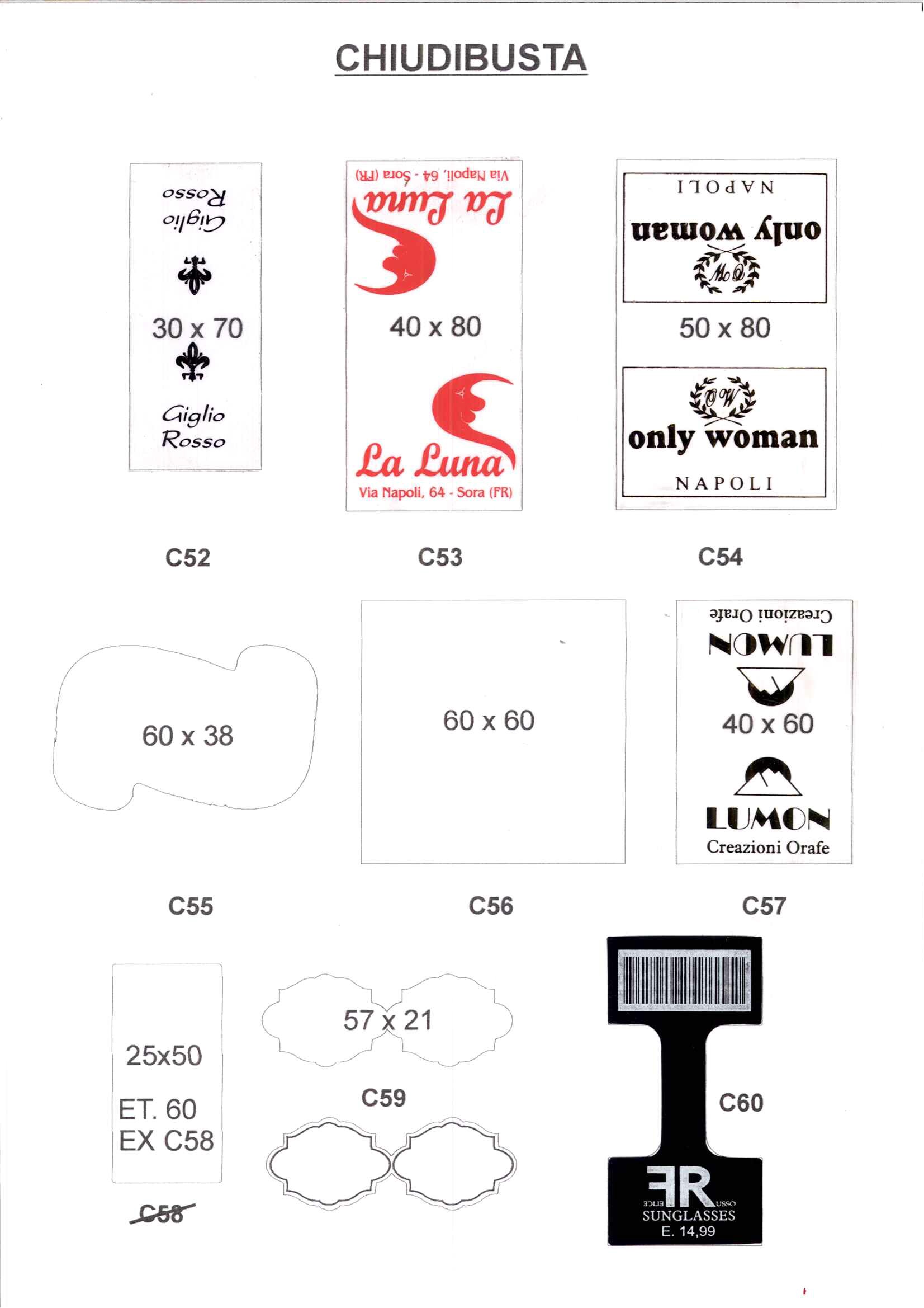 ETICHETTE CHIUDIBUSTA 1 ETICHETTE CHIUDIBUSTA 1